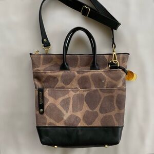 R. Riveter Otto Style Canvas Leather Tote Bag Animal Print